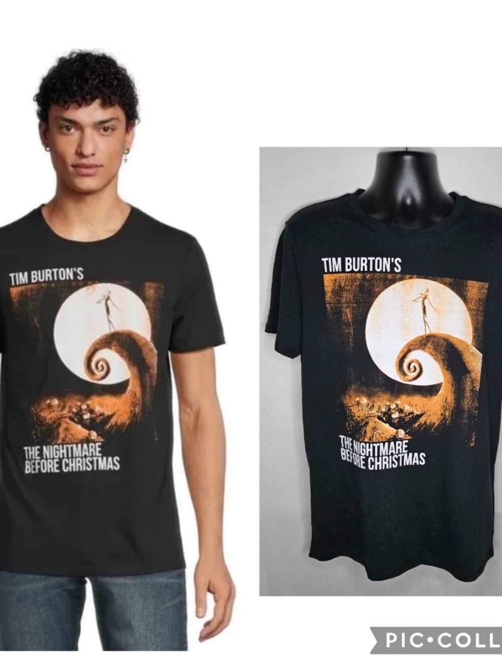 New Men Nightmare Before Christmas Jack Graphic Shirt Black Short Sleeve Size L